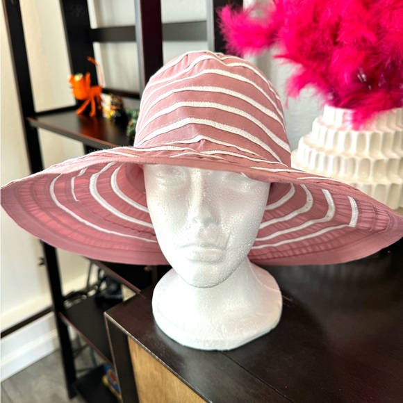 Aerosoles Pink Striped Sun Hat with Bow main image 10